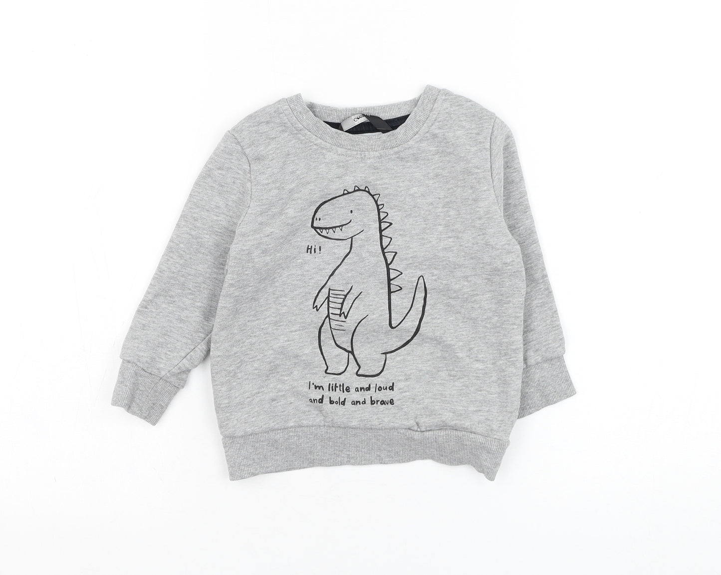 George Boys Grey  Cotton Pullover Jumper Size 18-24 Months  Pullover - Dinosaur