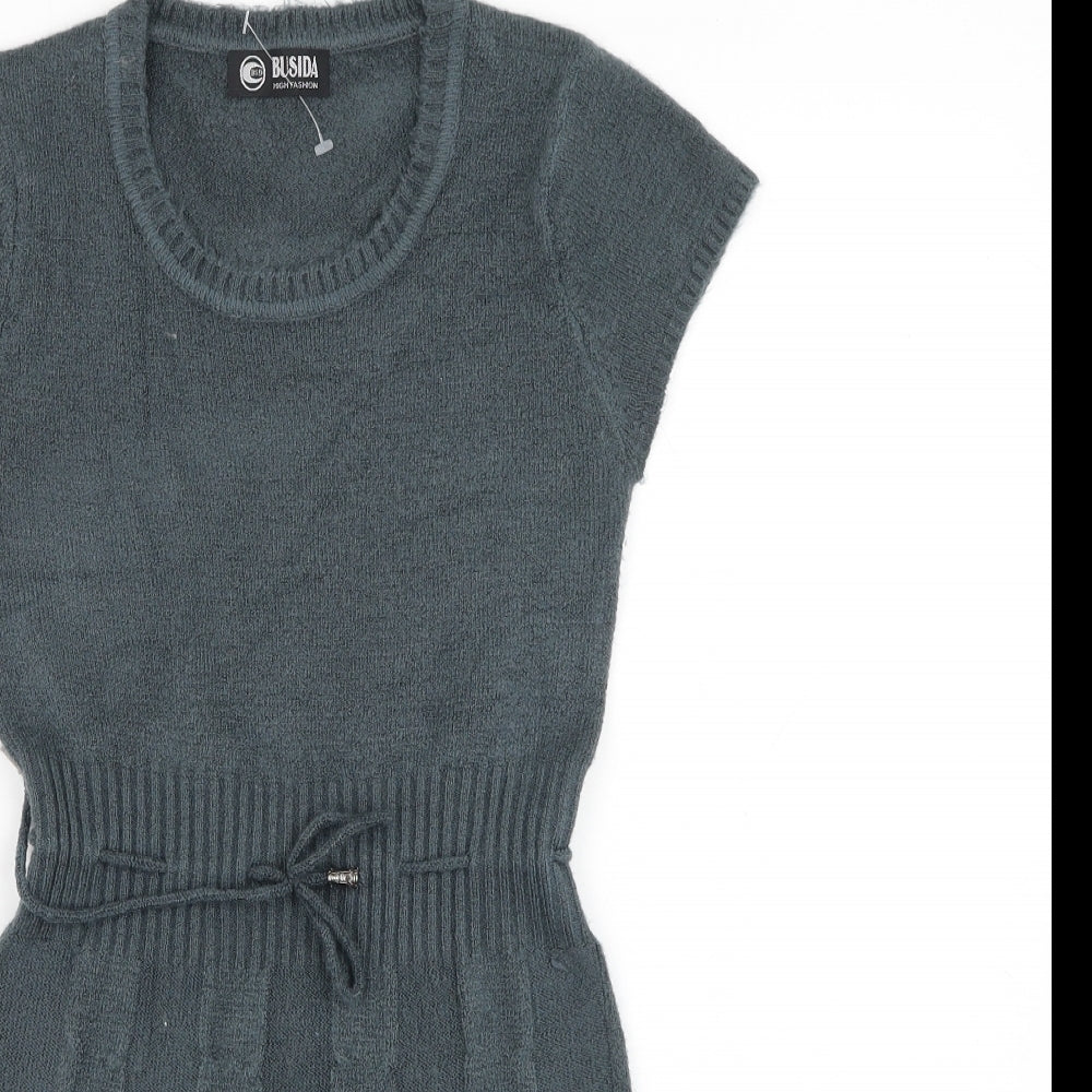 Busida Womens Grey  Polyester Jumper Dress  Size 6  Round Neck Pullover