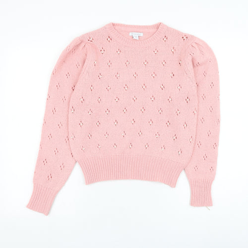 Primark Girls Pink Round Neck  Acrylic Pullover Jumper Size 12-13 Years  Pullover