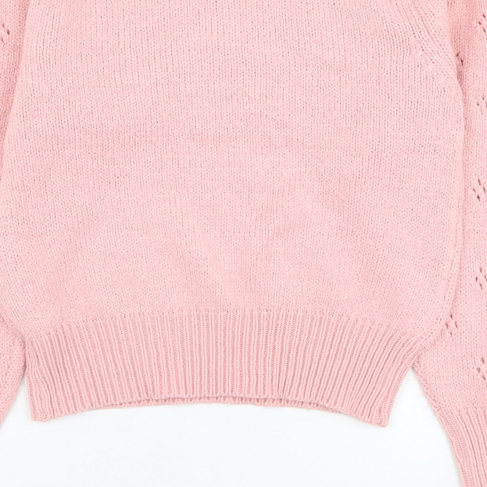 Primark Girls Pink Round Neck  Acrylic Pullover Jumper Size 12-13 Years  Pullover