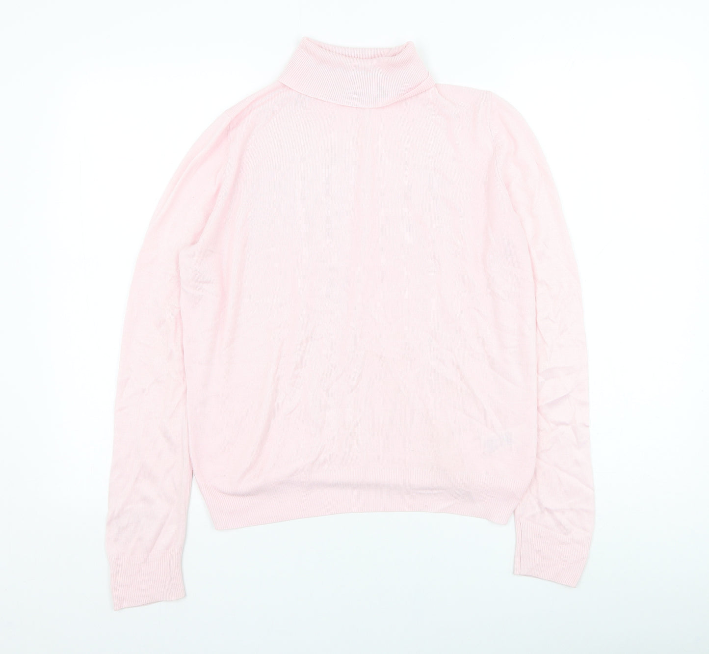 Marks and Spencer Womens Pink Roll Neck  Acrylic Pullover Jumper Size 10