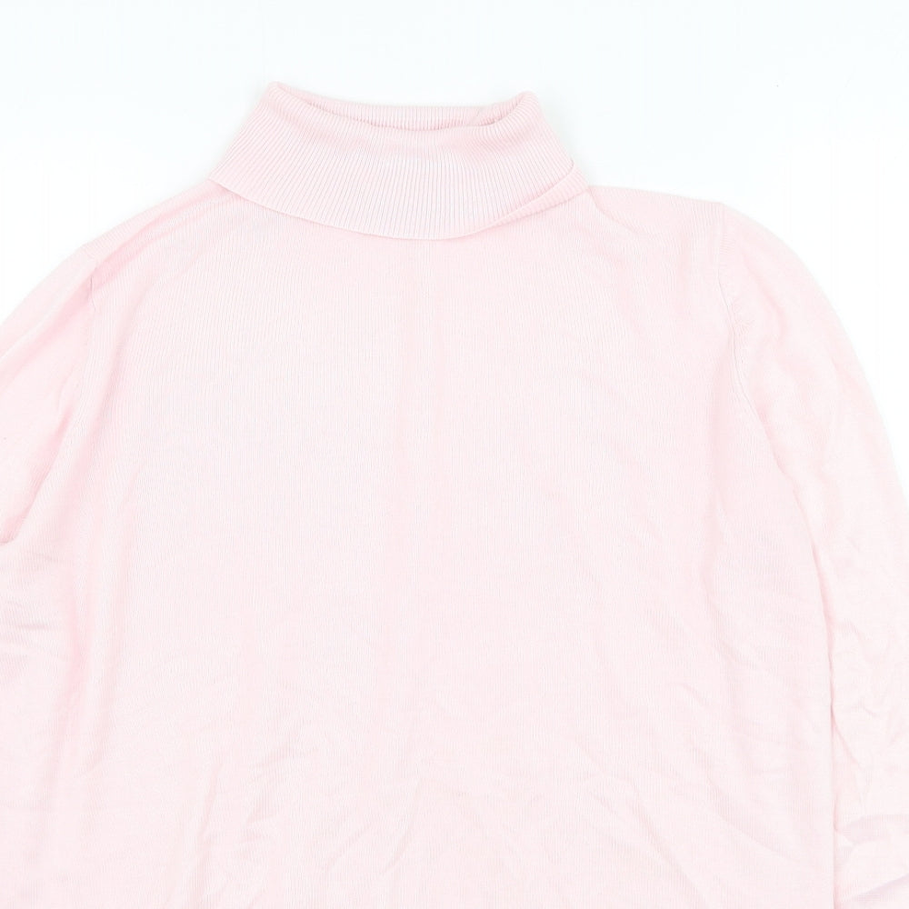 Marks and Spencer Womens Pink Roll Neck  Acrylic Pullover Jumper Size 10
