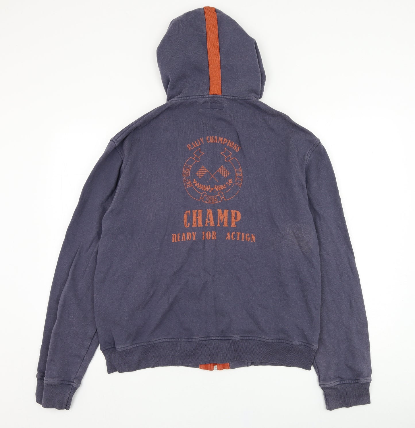 Saxoo Mens Blue  Cotton Full Zip Hoodie Size S