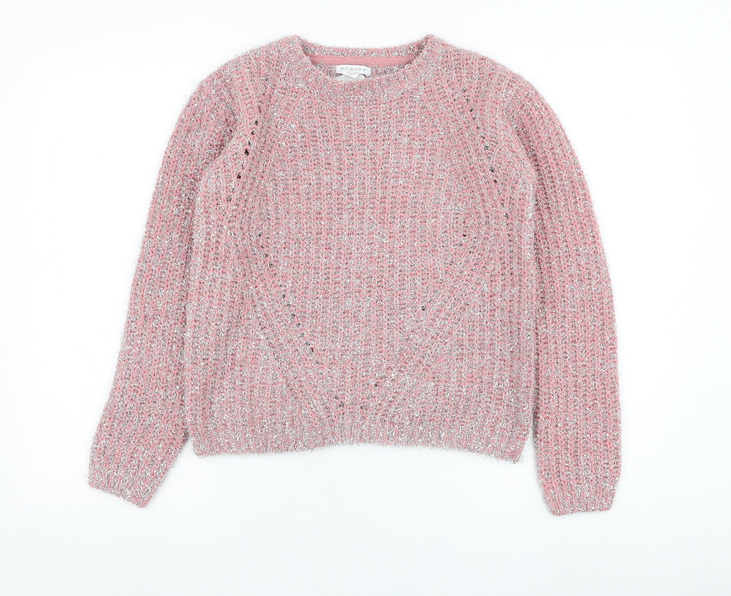 Primark Girls Pink Round Neck  Polyester Pullover Jumper Size 12-13 Years  Pullover
