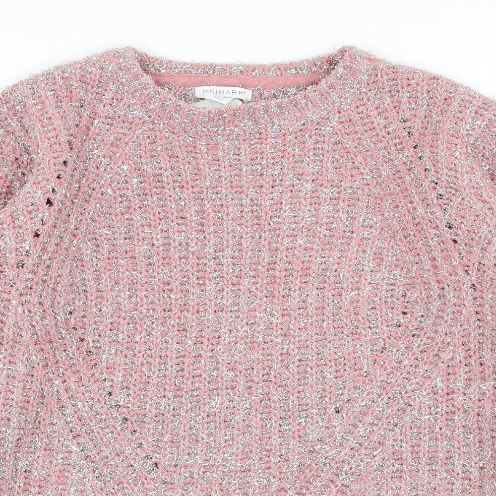 Primark Girls Pink Round Neck  Polyester Pullover Jumper Size 12-13 Years  Pullover