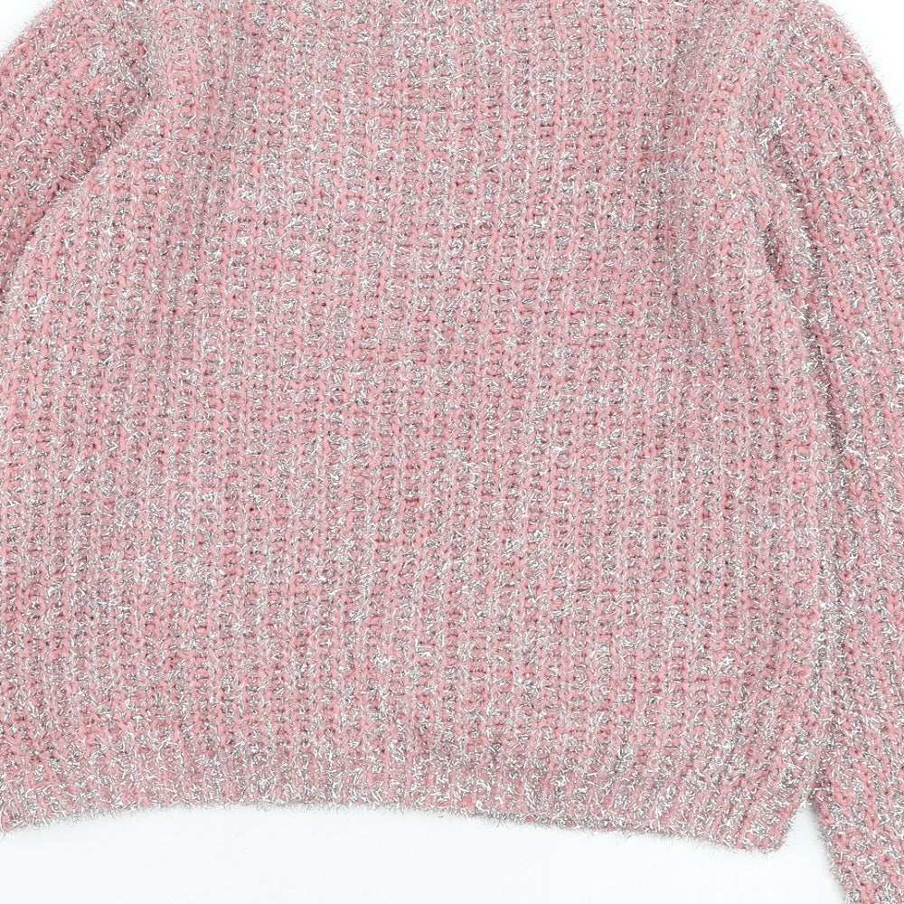 Primark Girls Pink Round Neck  Polyester Pullover Jumper Size 12-13 Years  Pullover