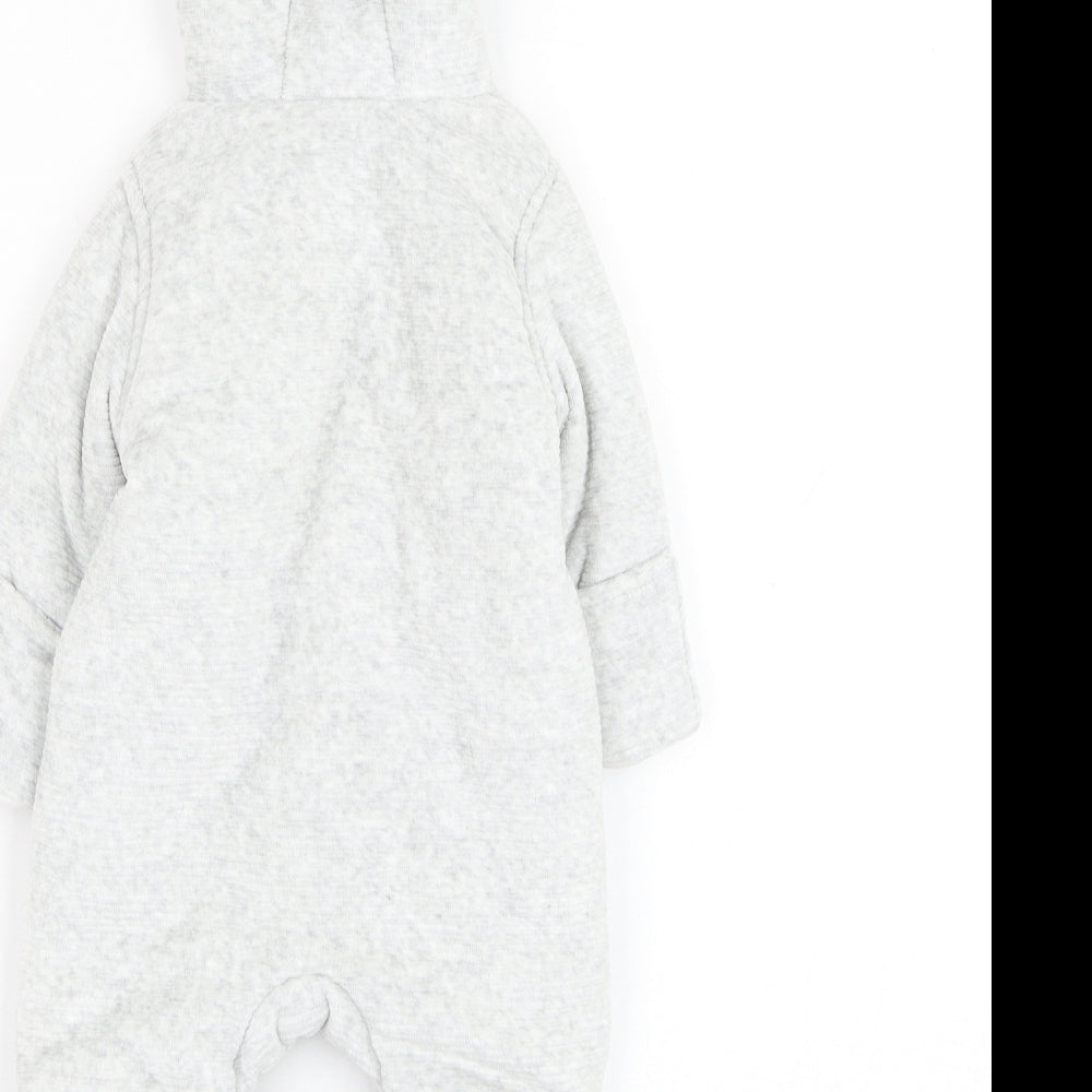 George Boys Grey   Jacket Snowsuit Size 0-3 Months   Zip