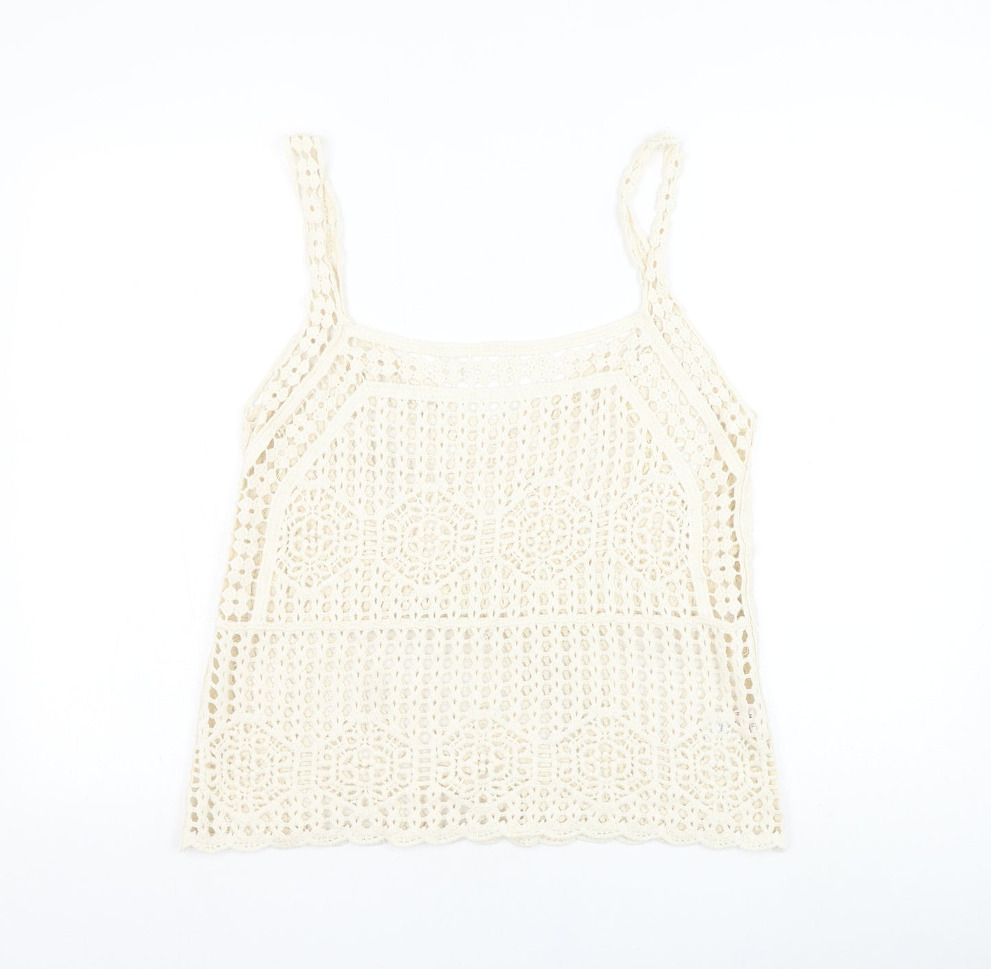 Matalan Womens Ivory  Cotton Basic Tank Size 12 V-Neck