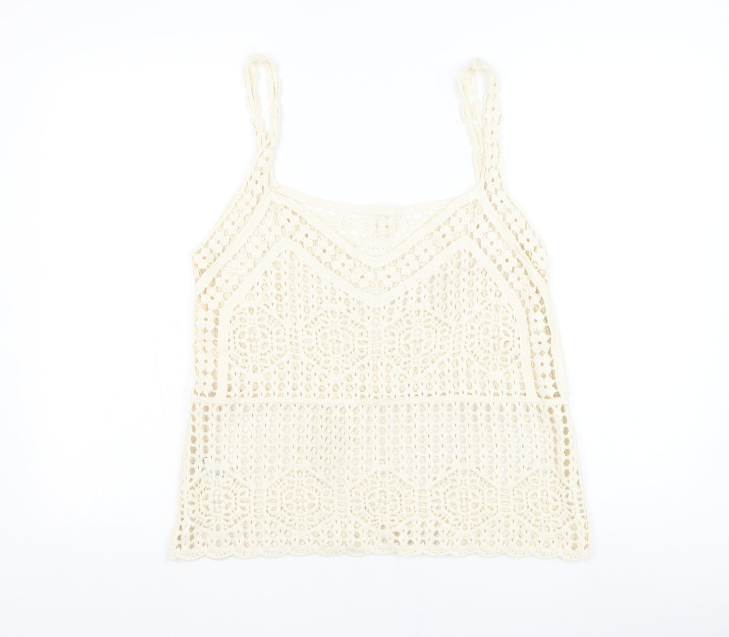 Matalan Womens Ivory  Cotton Basic Tank Size 12 V-Neck