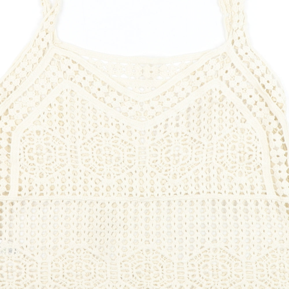 Matalan Womens Ivory  Cotton Basic Tank Size 12 V-Neck