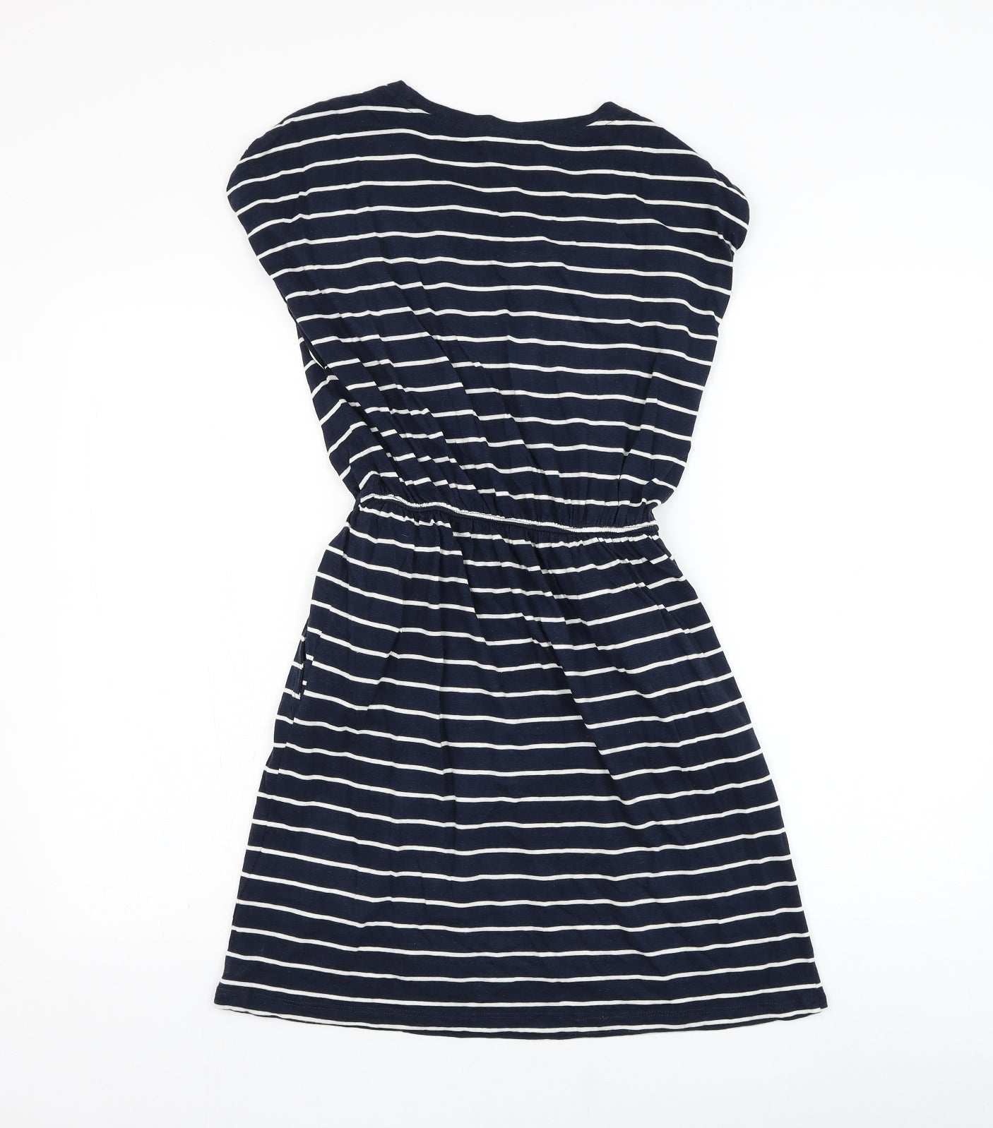 H&M Womens Blue Striped Cotton Shift  Size XS  Round Neck Pullover