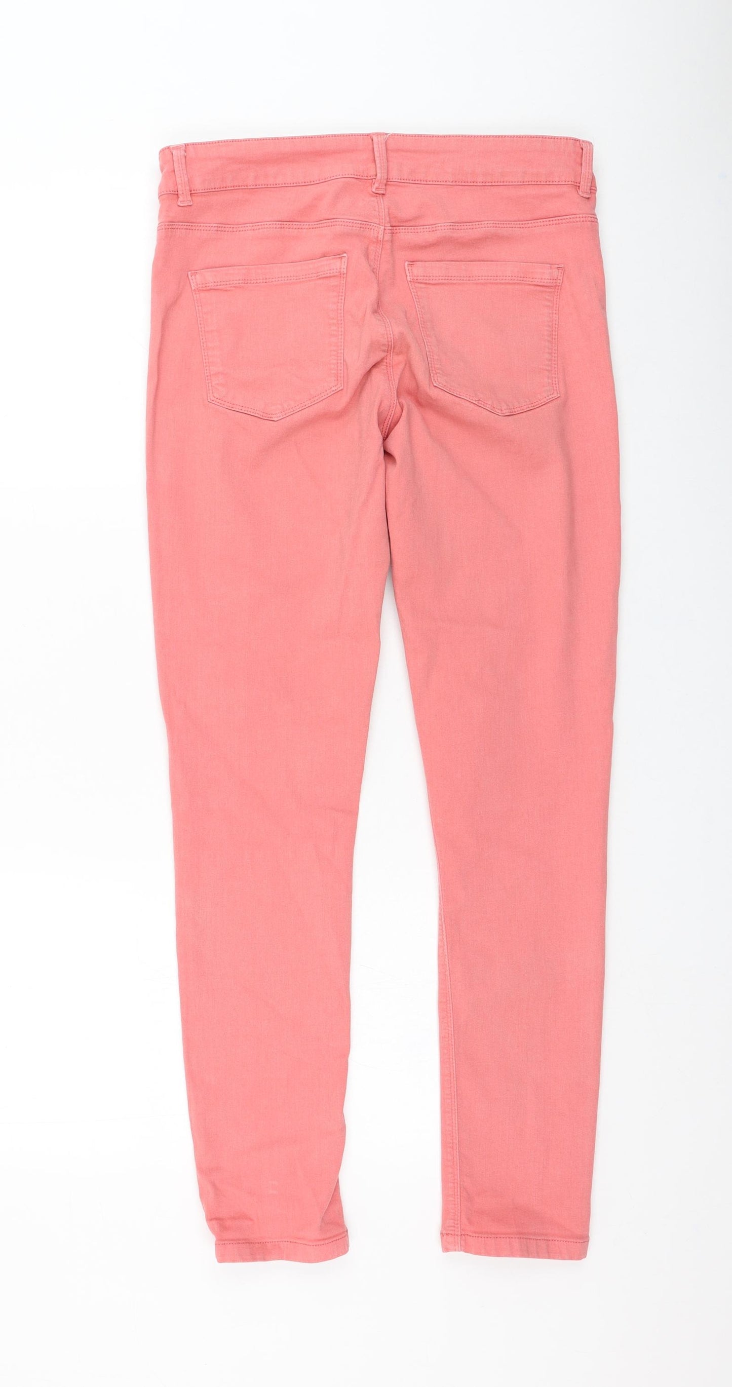 Oasis Womens Pink  Cotton Skinny Jeans Size 12 L28 in Regular Zip