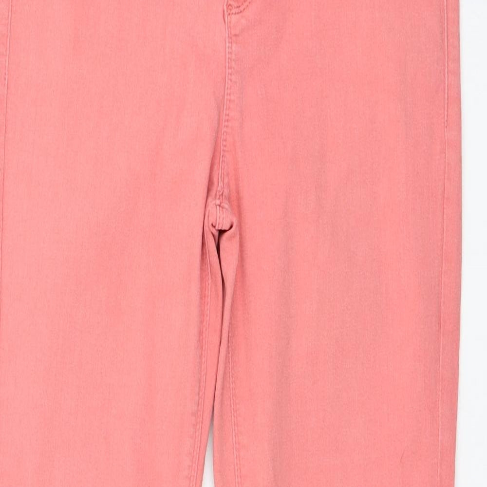 Oasis Womens Pink  Cotton Skinny Jeans Size 12 L28 in Regular Zip