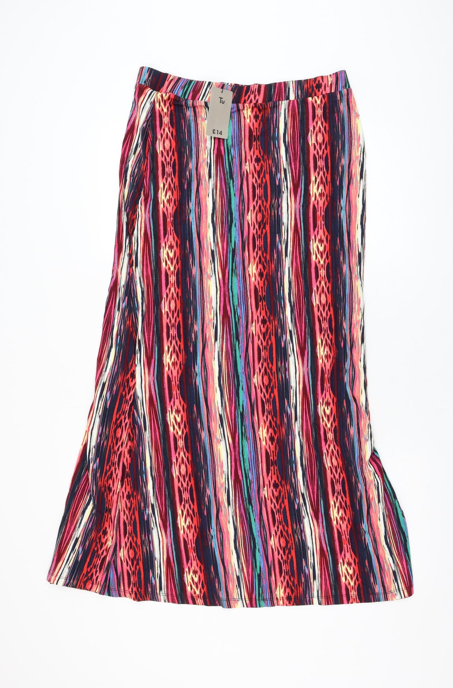 TU Womens Multicoloured Geometric Viscose Flare Skirt Size 12