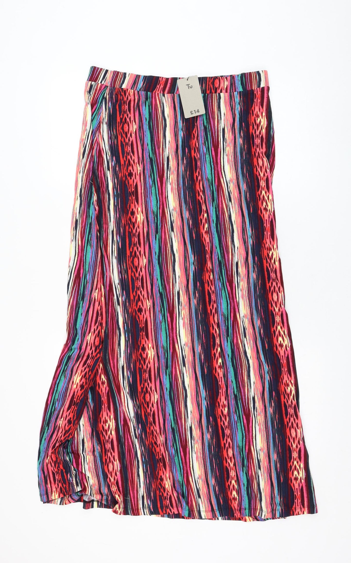 TU Womens Multicoloured Geometric Viscose Flare Skirt Size 12