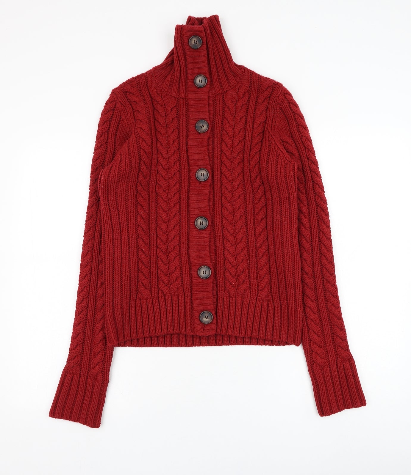 St. John's Bay Womens Red High Neck  Acrylic Cardigan Jumper Size M