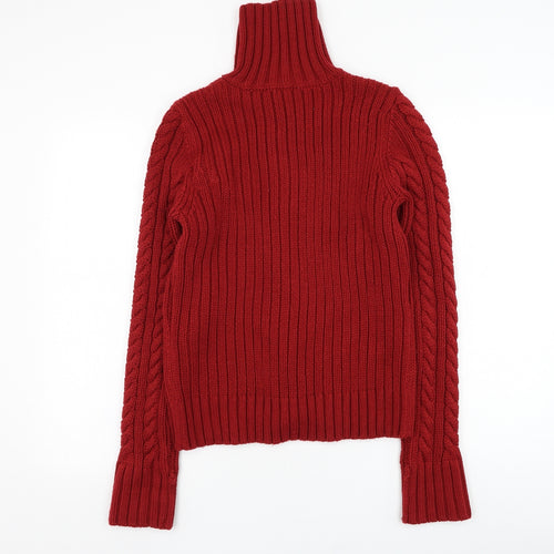St. John's Bay Womens Red High Neck  Acrylic Cardigan Jumper Size M