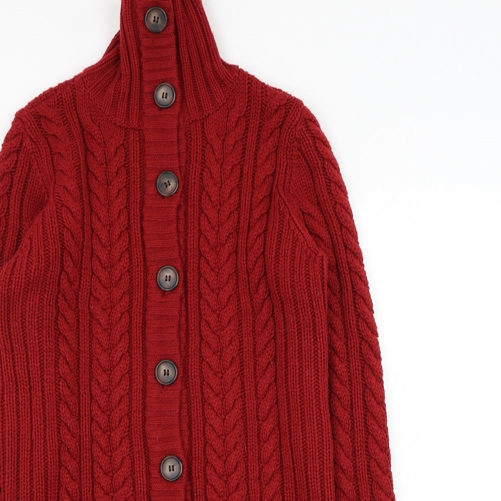 St. John's Bay Womens Red High Neck  Acrylic Cardigan Jumper Size M