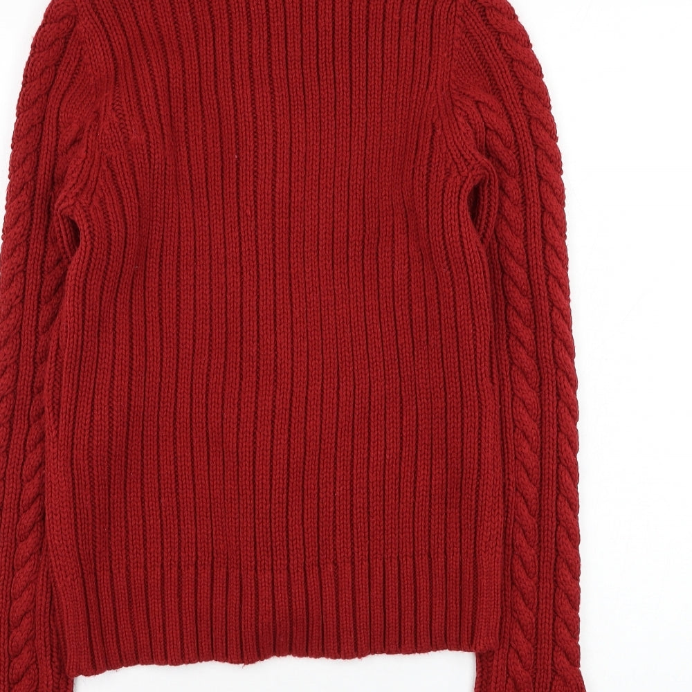 St. John's Bay Womens Red High Neck  Acrylic Cardigan Jumper Size M