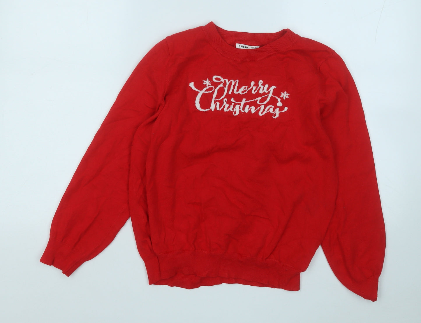 SheIn Girls Red Round Neck  Viscose Pullover Jumper Size 13-14 Years   - Christmas Jumper