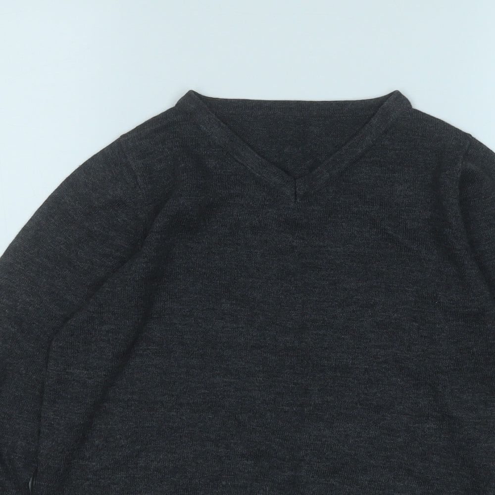 Pep&Co  Boys Grey V-Neck  Cotton Pullover Jumper Size 9-10 Years