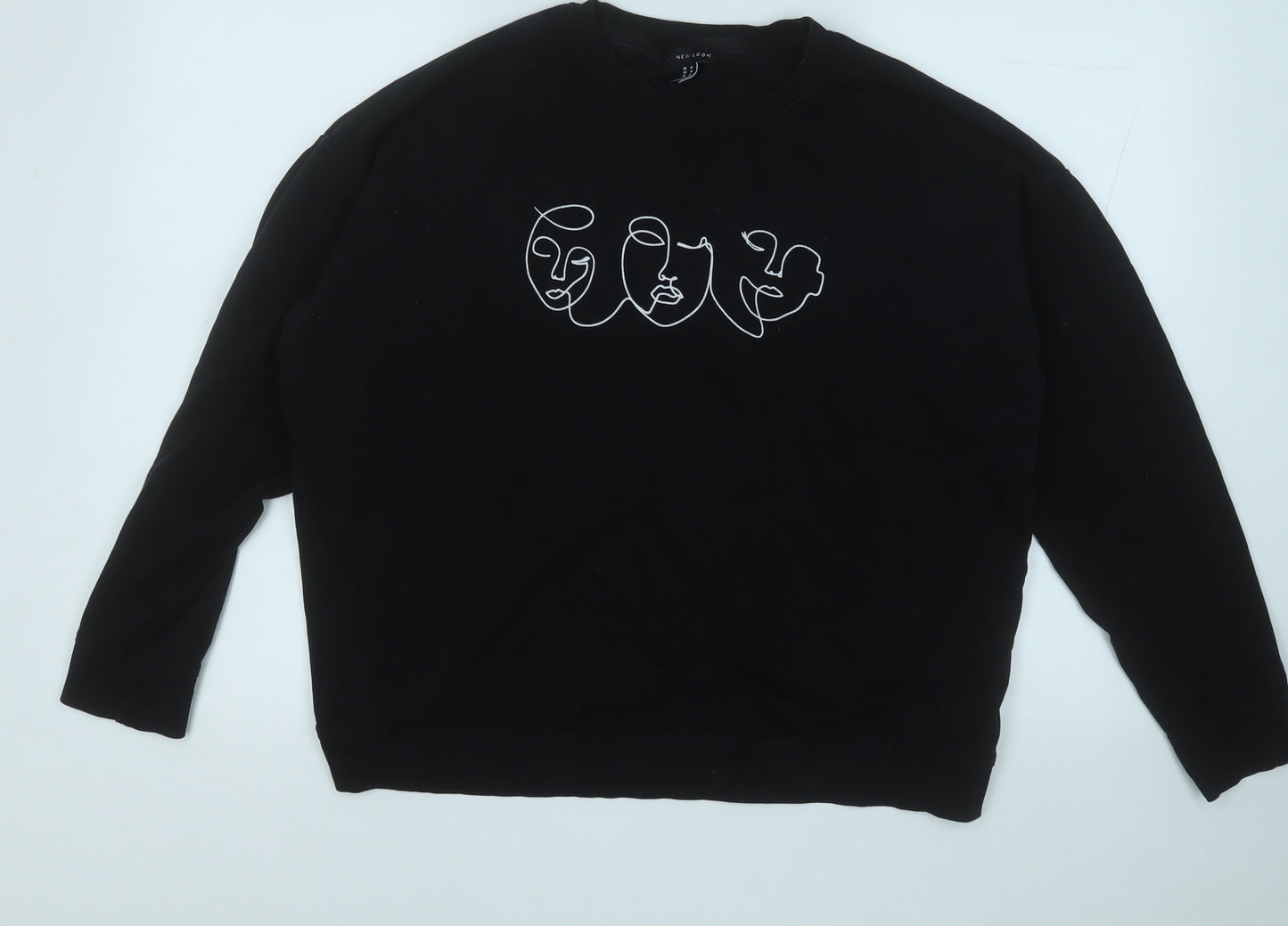 New Look Womens Black  Cotton Pullover Sweatshirt Size M