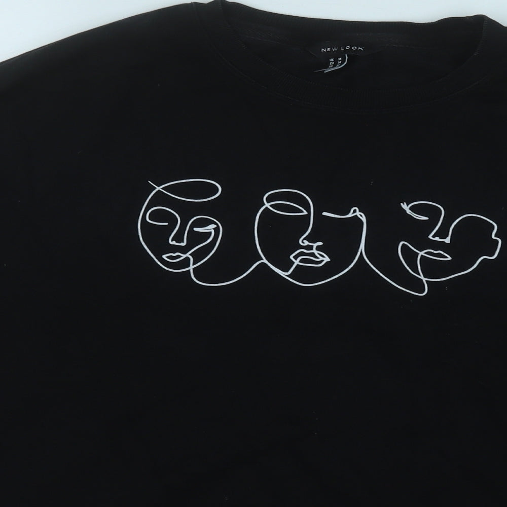 New Look Womens Black  Cotton Pullover Sweatshirt Size M