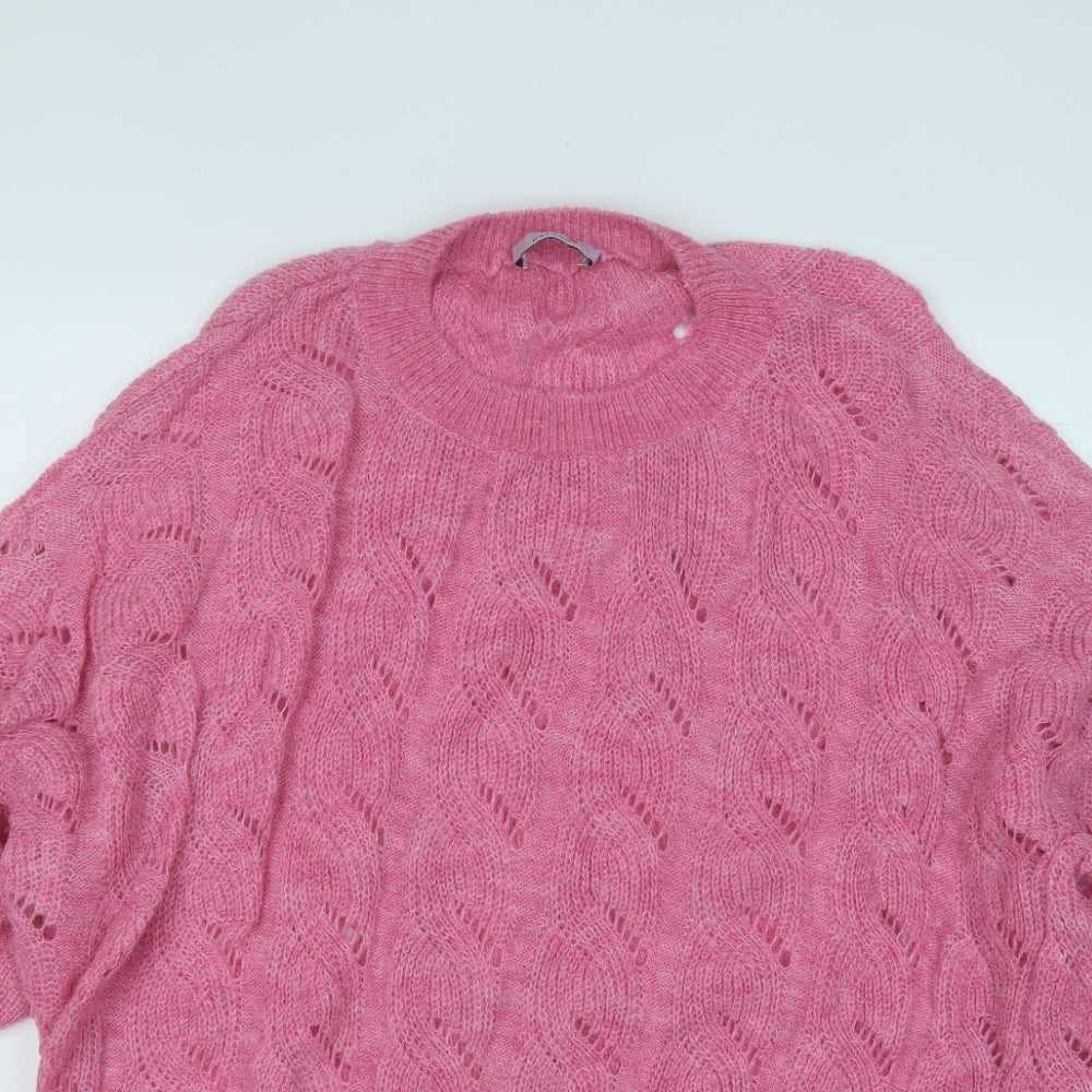 Marks and Spencer Womens Pink Round Neck  Acrylic Pullover Jumper Size 20