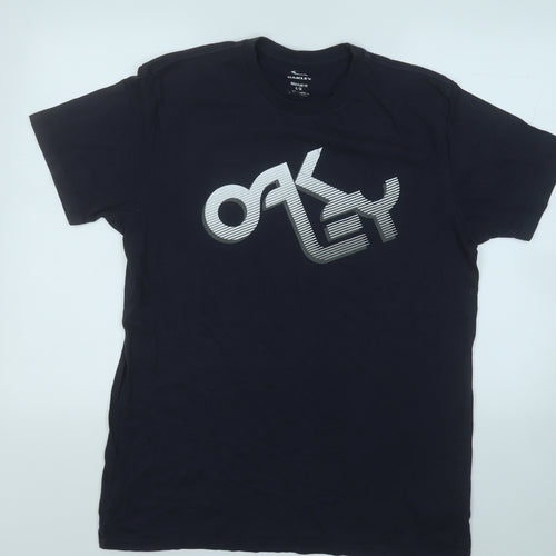Oakley Mens Blue  Cotton  T-Shirt Size L Round Neck