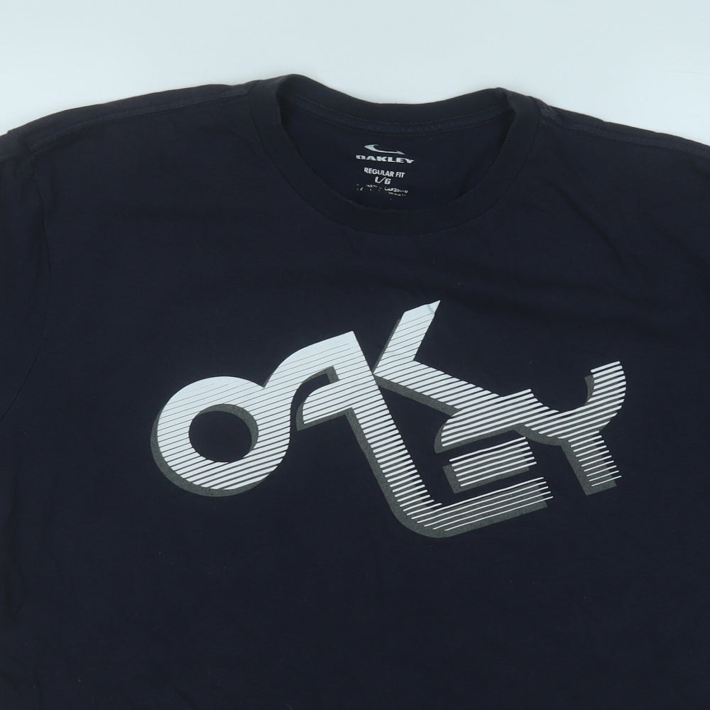 Oakley Mens Blue  Cotton  T-Shirt Size L Round Neck
