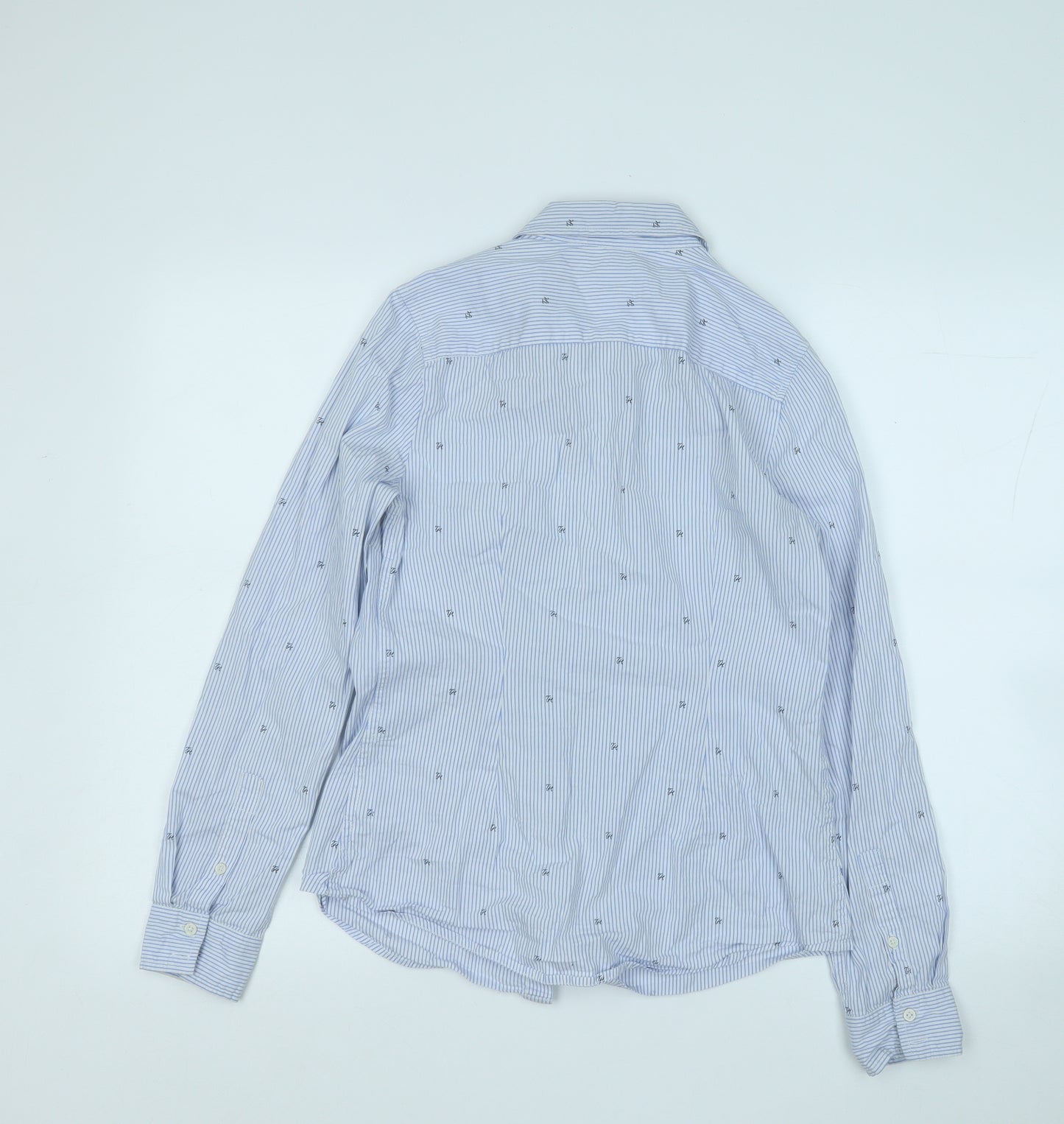 Tommy Hilfiger Womens Blue Striped 100% Cotton Basic Button-Up Size XS Collared