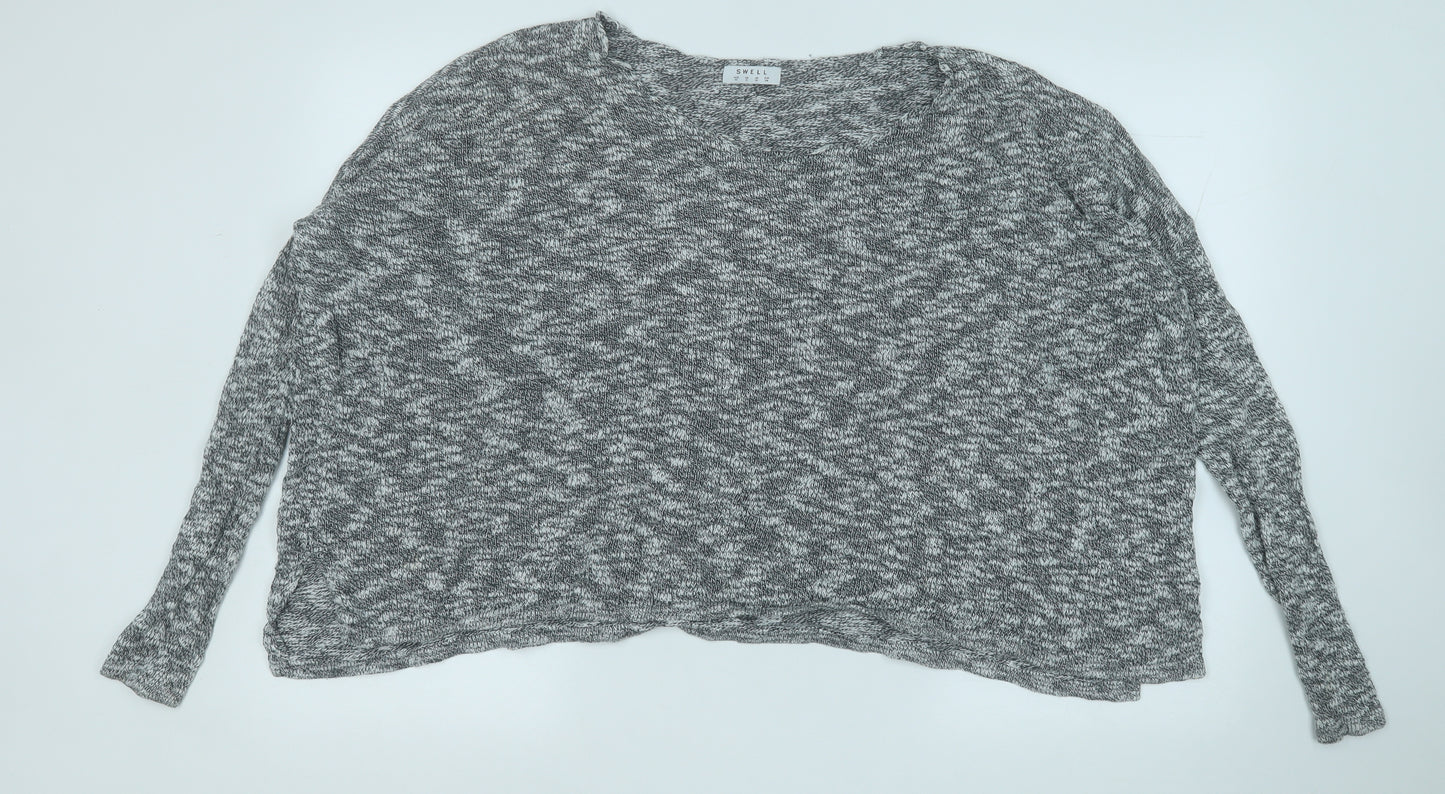 swell Womens Grey Round Neck Geometric Acrylic Pullover Jumper Size 10