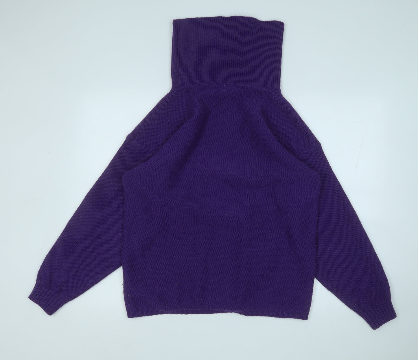 Para Womens Purple Roll Neck  Acrylic Henley Jumper Size M