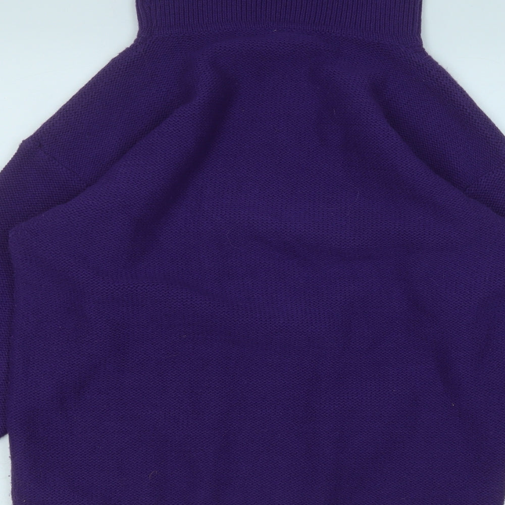 Para Womens Purple Roll Neck  Acrylic Henley Jumper Size M