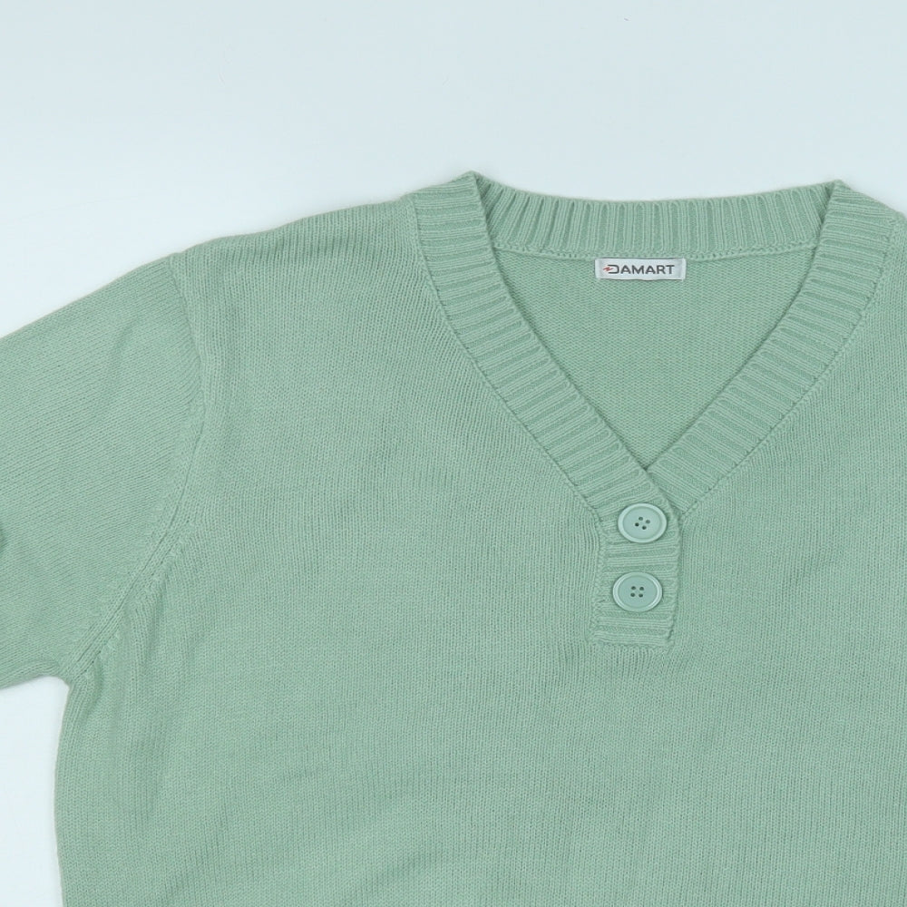 Damart Womens Green V-Neck  Acrylic Pullover Jumper Size 22