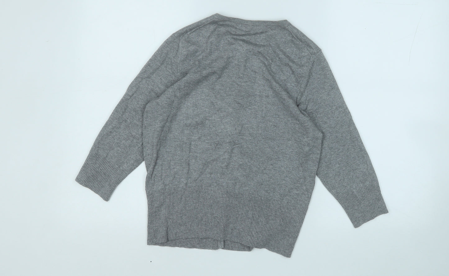 Marks and Spencer Womens Grey Round Neck  Viscose Cardigan Jumper Size 12