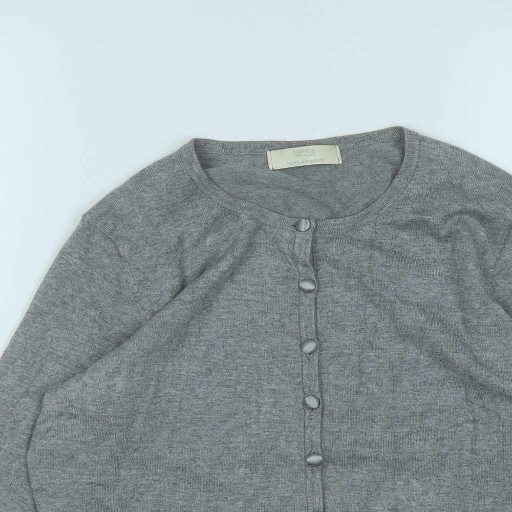 Marks and Spencer Womens Grey Round Neck  Viscose Cardigan Jumper Size 12
