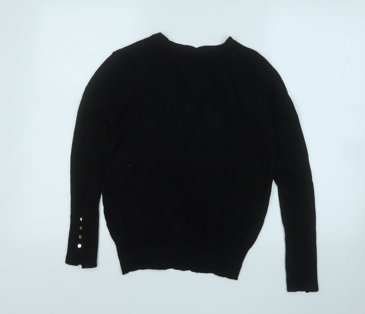 Zara Womens Black V-Neck  Viscose Pullover Jumper Size L