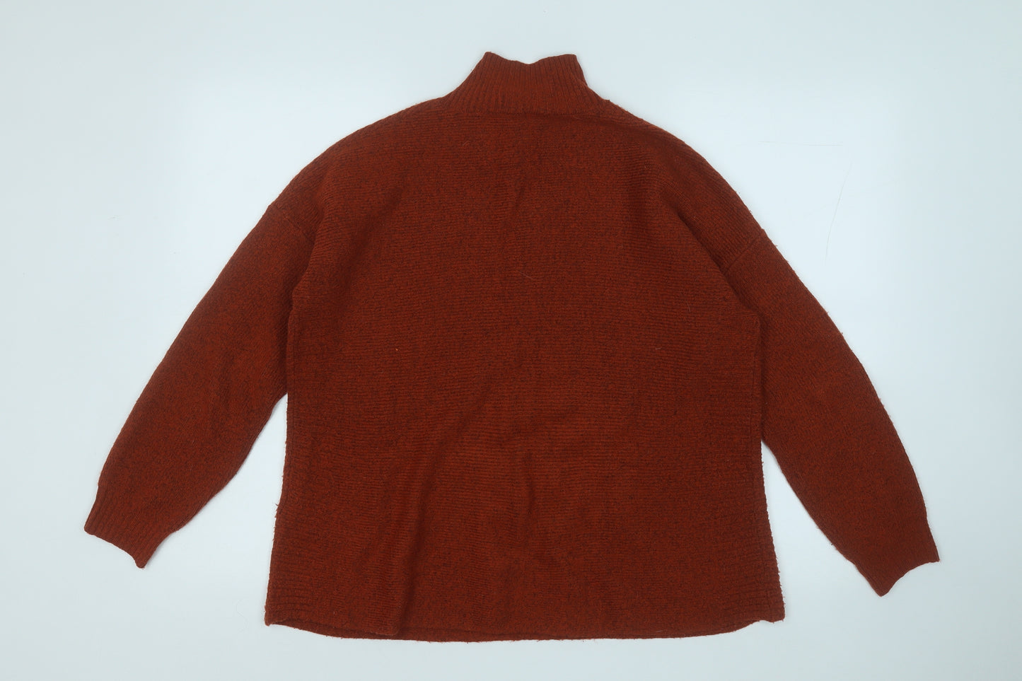 Warehouse Womens Orange Mock Neck  Acrylic Pullover Jumper Size 12