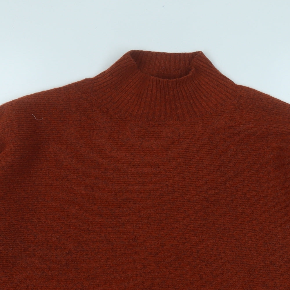 Warehouse Womens Orange Mock Neck  Acrylic Pullover Jumper Size 12