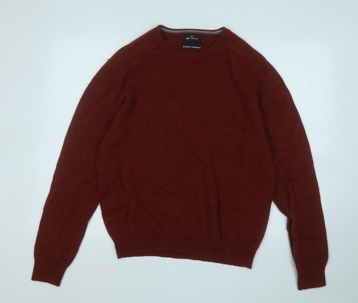 Blue Harbour Mens Orange Round Neck  Wool Pullover Jumper Size L