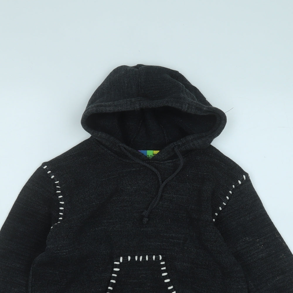 disaster Womens Grey  Cotton Pullover Hoodie Size S