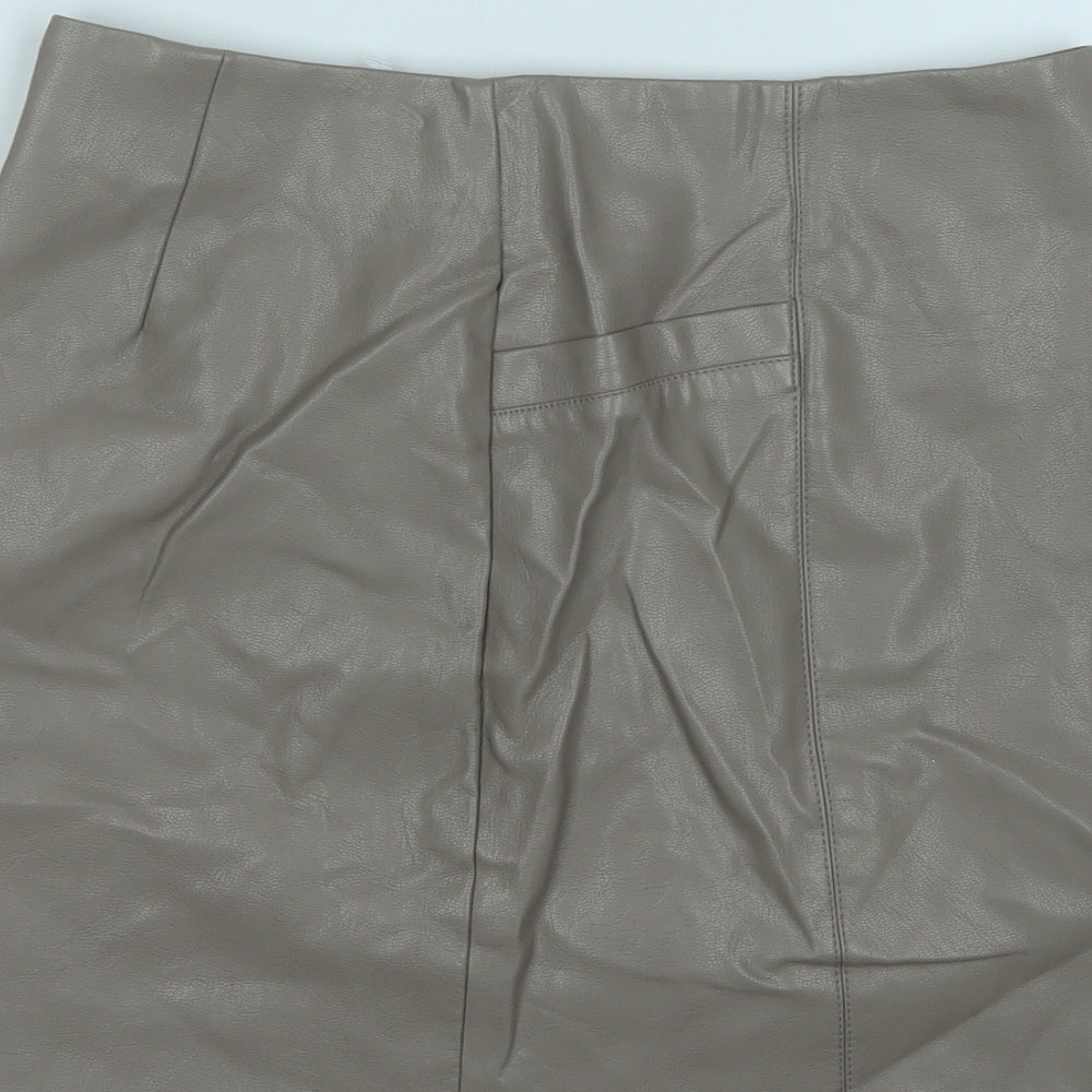 New Look Womens Brown  Polyester A-Line Skirt Size 8