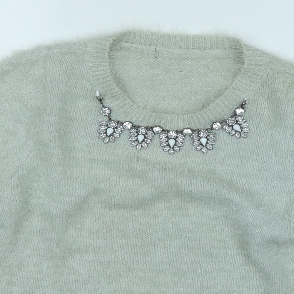 Atmosphere Womens Green Round Neck  Nylon Pullover Jumper Size 12