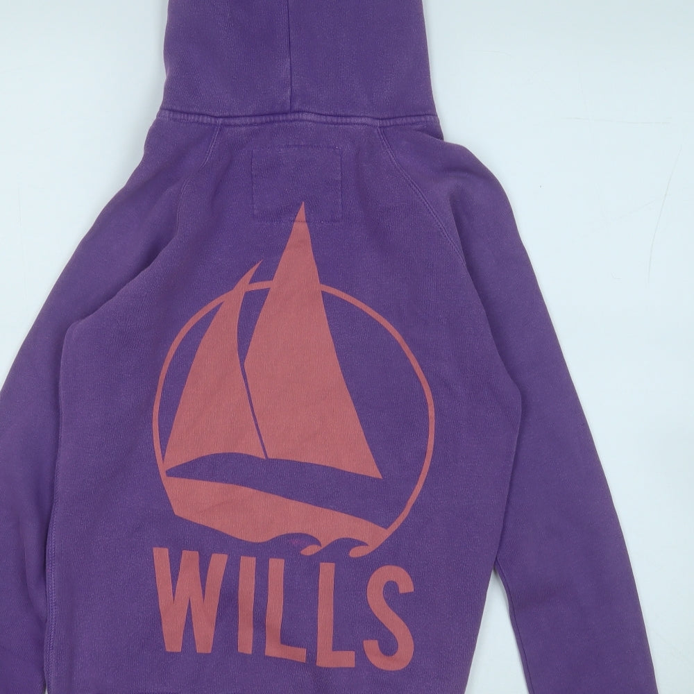 Jack Wills Womens Purple  Cotton Pullover Hoodie Size 8