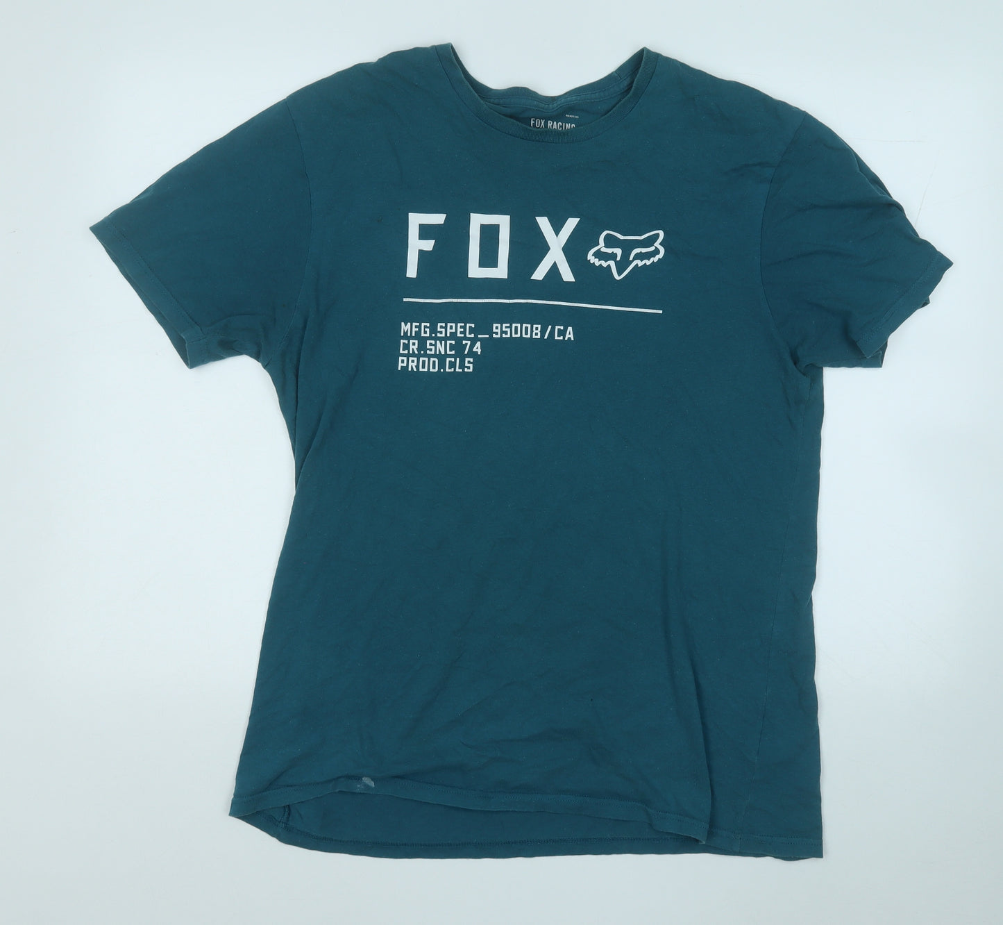 fox racing Mens Green  Cotton  T-Shirt Size L Round Neck