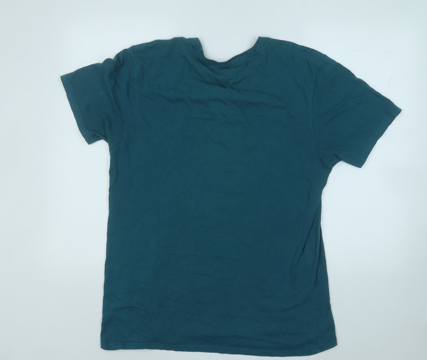 fox racing Mens Green  Cotton  T-Shirt Size L Round Neck