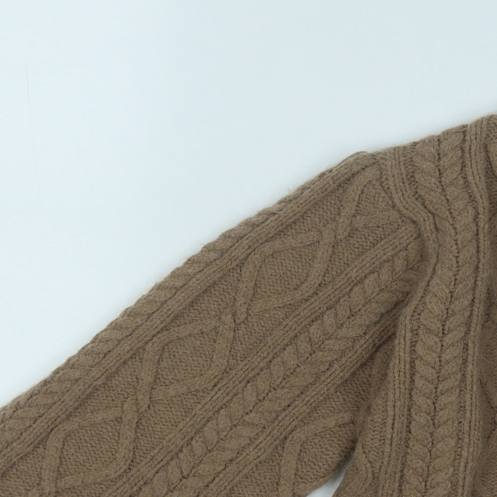 PRETTYLITTLETHING Womens Brown V-Neck  Acrylic Pullover Jumper Size S