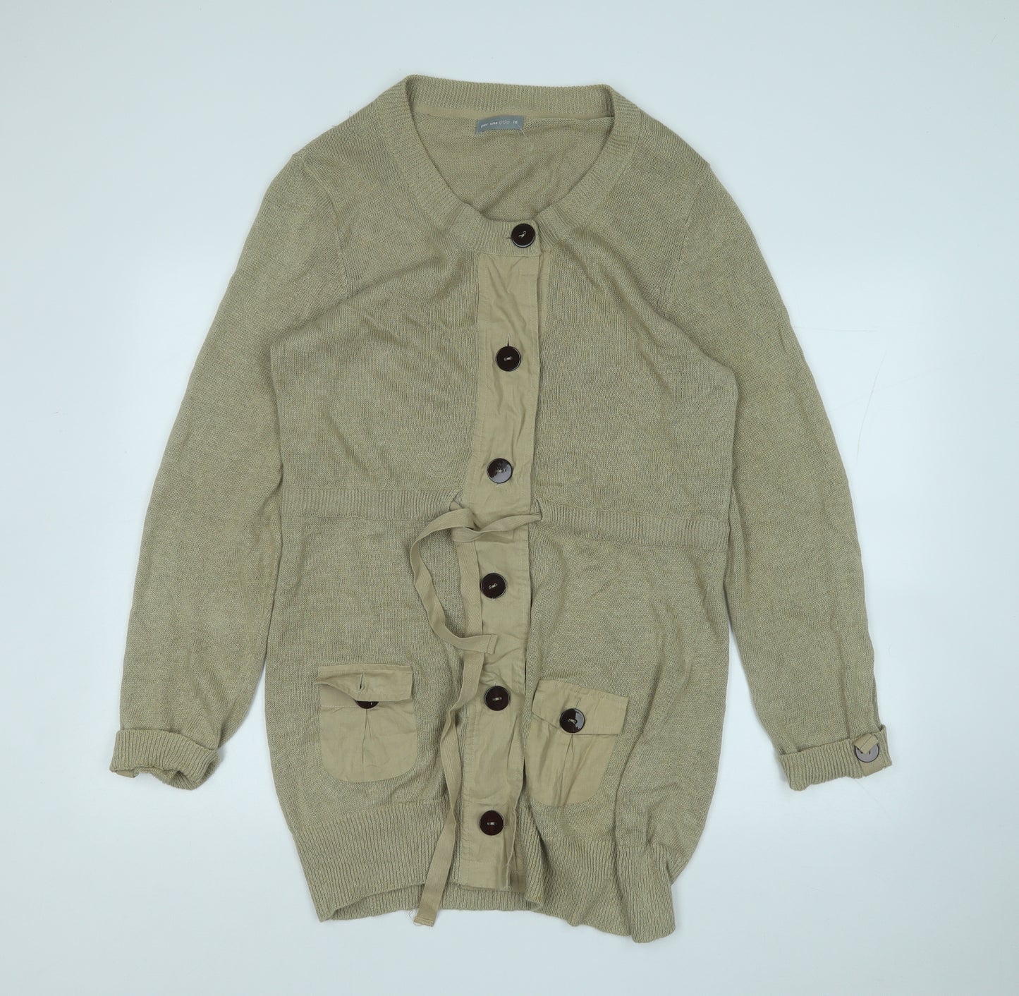 Per Una Womens Brown Round Neck  Acrylic Cardigan Jumper Size 16