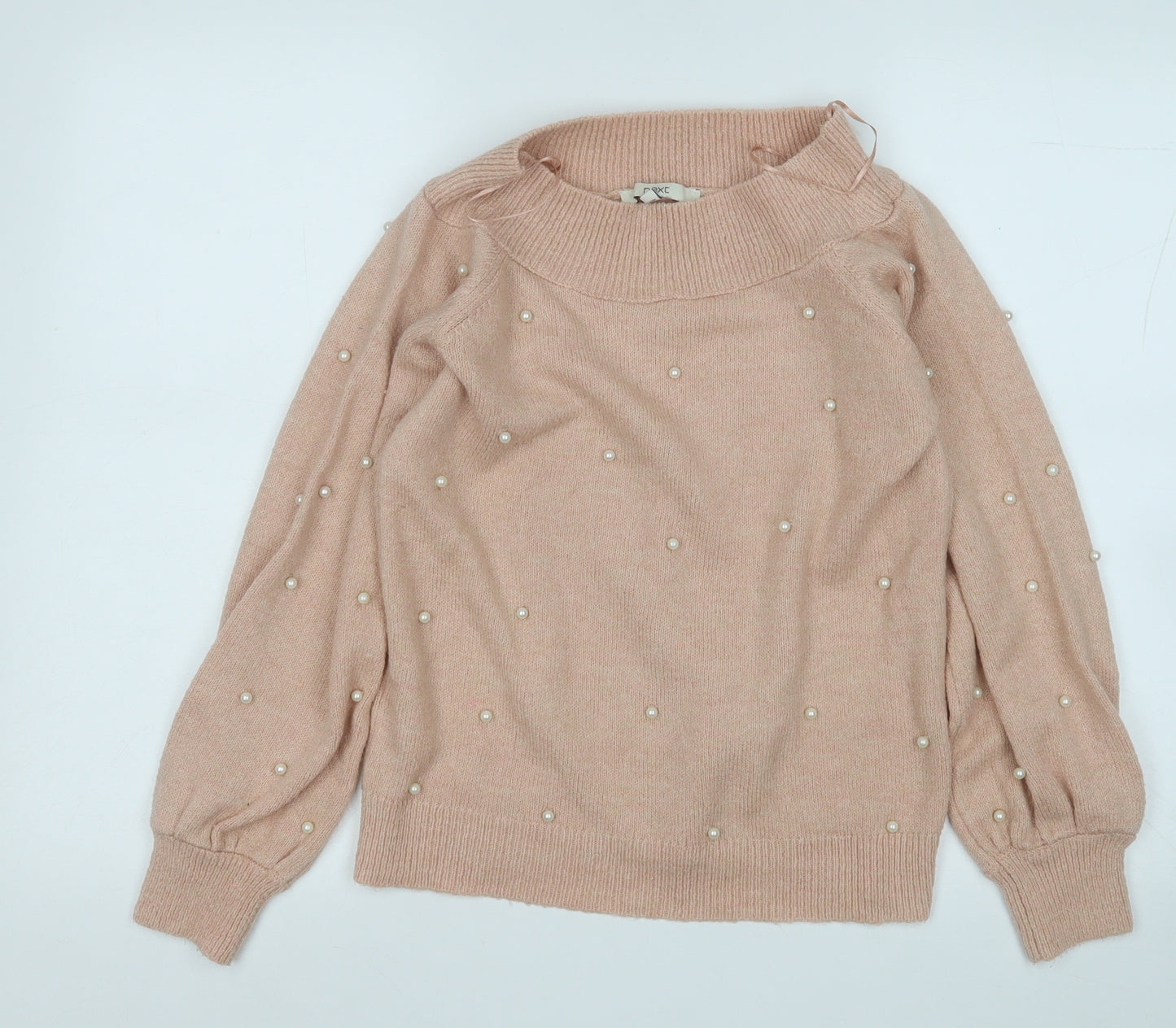 Next  Womens Pink Round Neck Geometric Acrylic Pullover Jumper Size 6